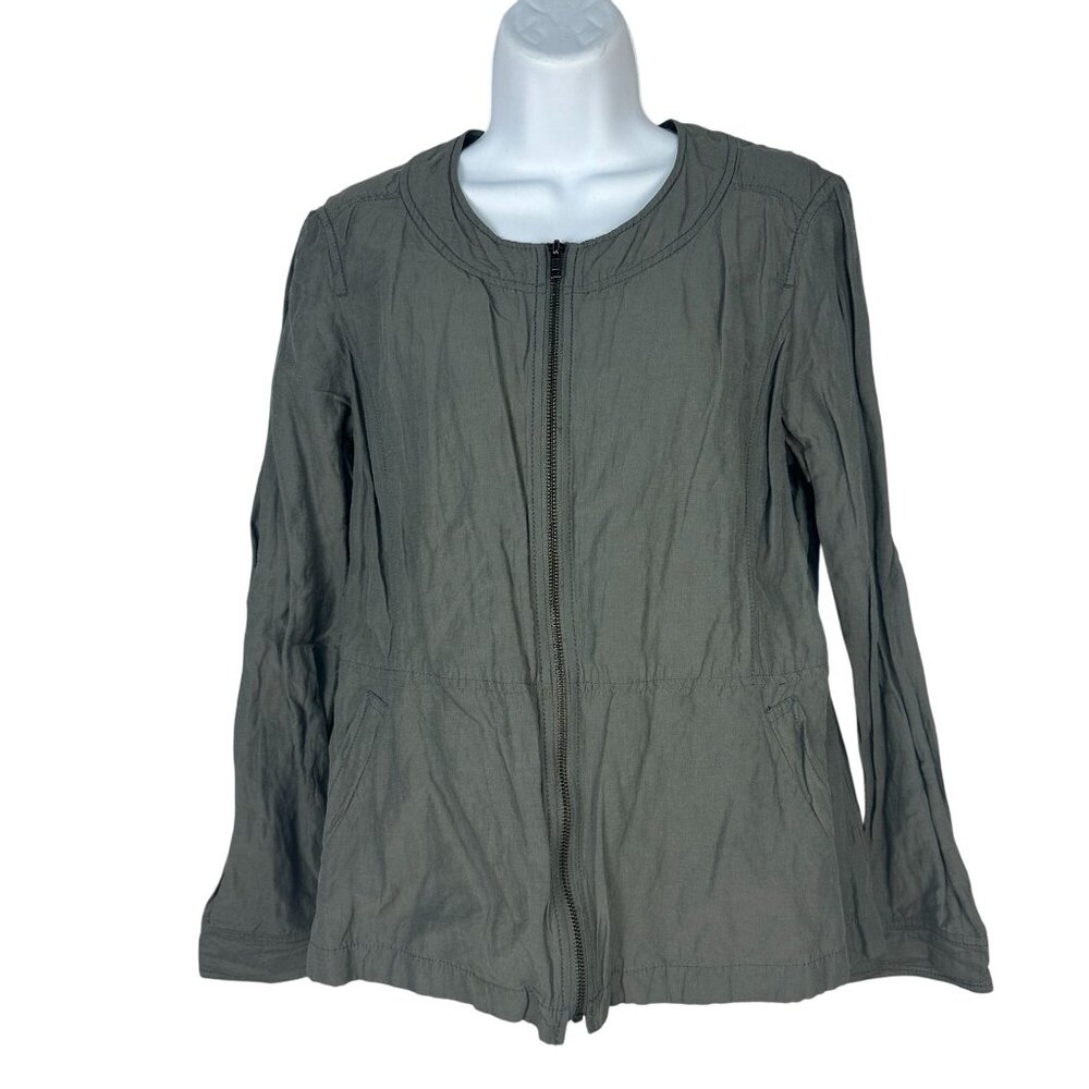 Eileen Fisher Womens Gray Zip Front Jacket Lightweight Size Medium